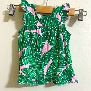 EUC Lilly Pulitzer Girls Palm Leaf 6-12 Month Ruffle Dress